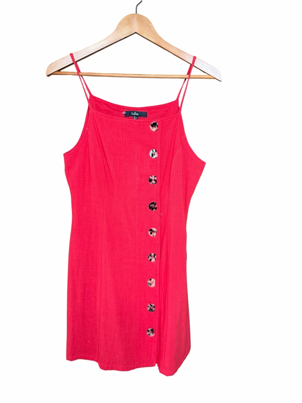Lulus Red Linen Blend Button Front lined Mini Dress Size Small